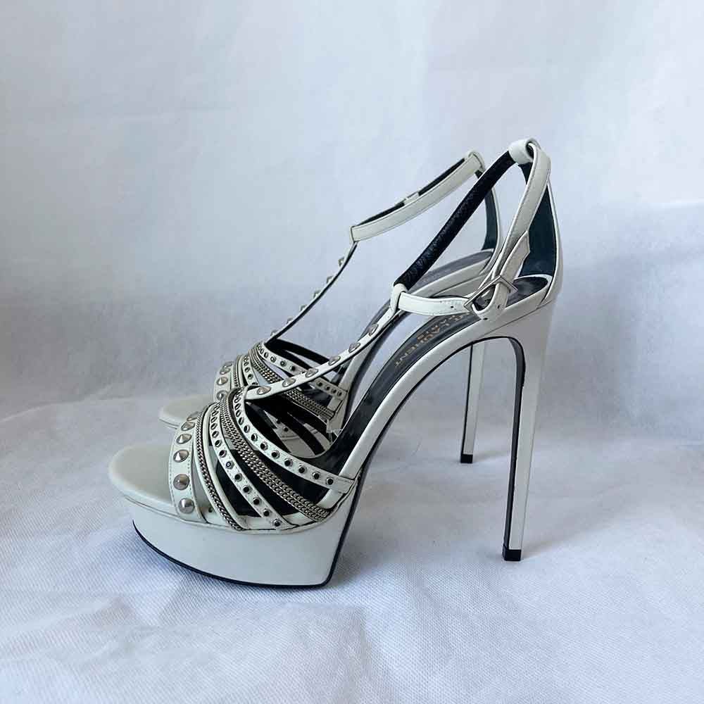Saint Laurent Alice T-Strap Studded Platform Sandal, 40 - BOPF | Business of Preloved Fashion