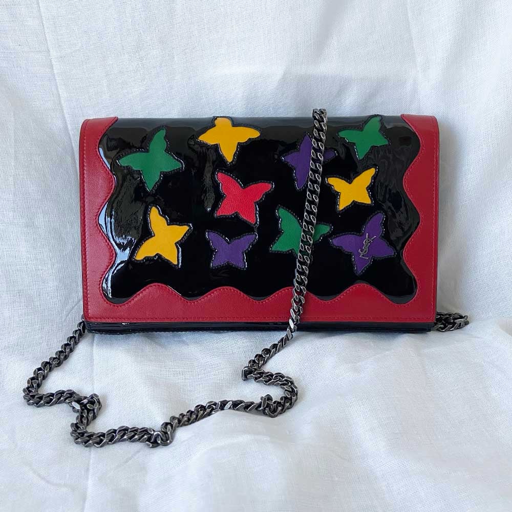 Saint Laurent Bellechasse Shoulder Bag Butterfly Cutout Black Leather Clutch - BOPF | Business of Preloved Fashion