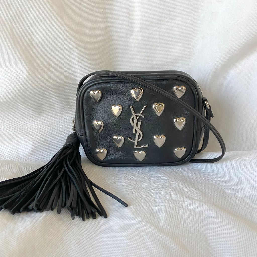 Saint Laurent Black Leather Monogram Heart Blogger Crossbody Bag - BOPF