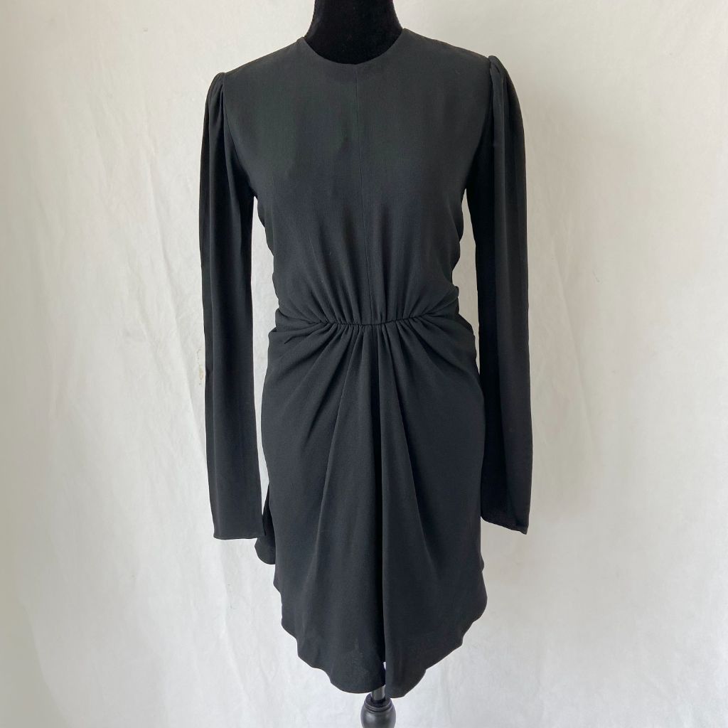 Saint Laurent Black Long sleeve Pleated Dress - BOPF | Business of Preloved Fashion