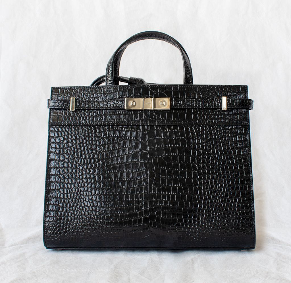 Saint Laurent Black Manhattan embossed leather bag - BOPF | Business of Preloved Fashion