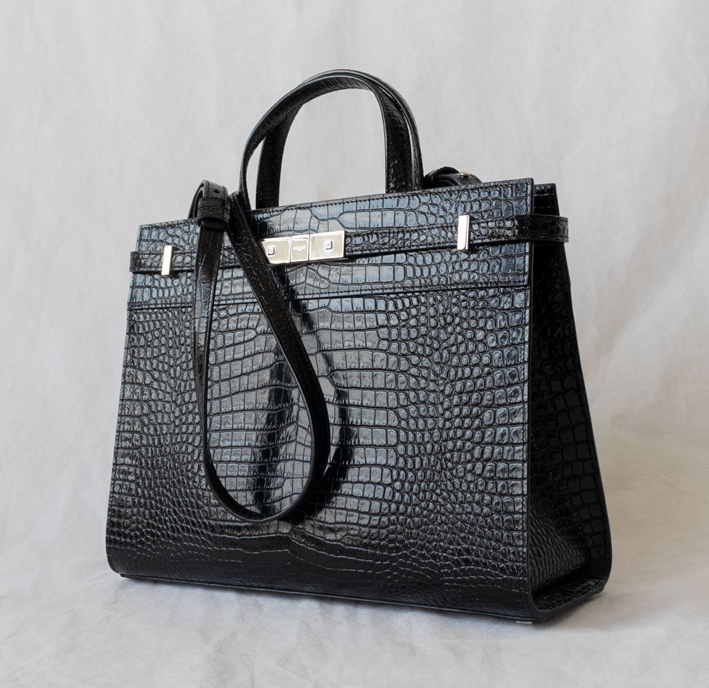 Saint Laurent Black Manhattan embossed leather bag - BOPF | Business of Preloved Fashion