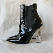 Saint Laurent black patent leather Opyum boots, 38.5 - BOPF | Business of Preloved Fashion