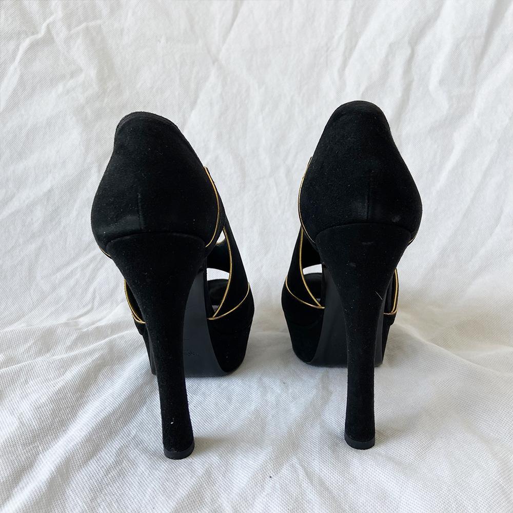 Saint Laurent Black Suede High Heel Boots, 40.5 - BOPF | Business of Preloved Fashion