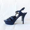 Saint Laurent blue leather tribute sandal heels, 38 - BOPF | Business of Preloved Fashion