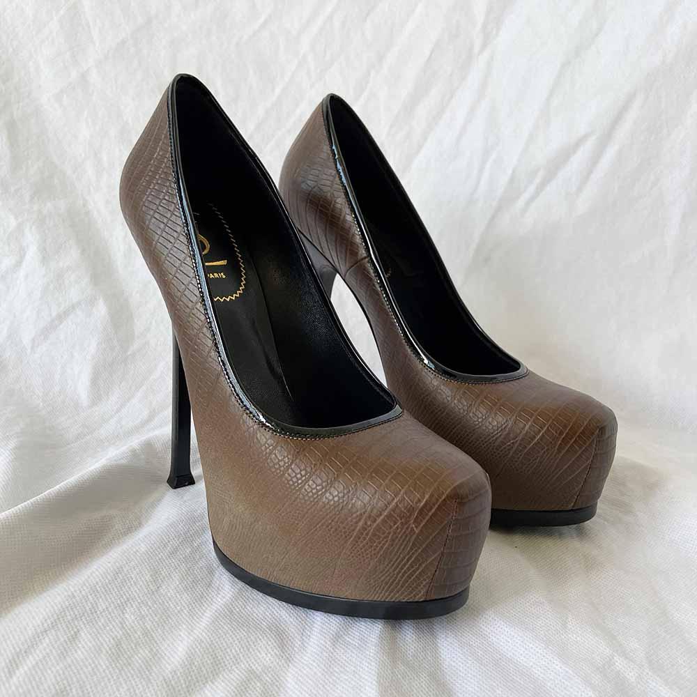 Saint Laurent brown lizard embossed Tribtoo shoes, 40.5 - BOPF | Business of Preloved Fashion