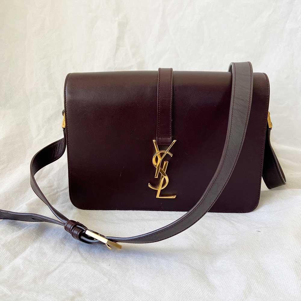 Saint Laurent Burgundy Leather Medium Monogram Université Flap Bag