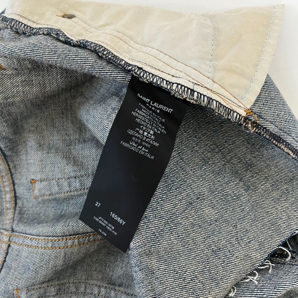 Saint Laurent Distressed Blue Denim Shorts - BOPF | Business of Preloved Fashion