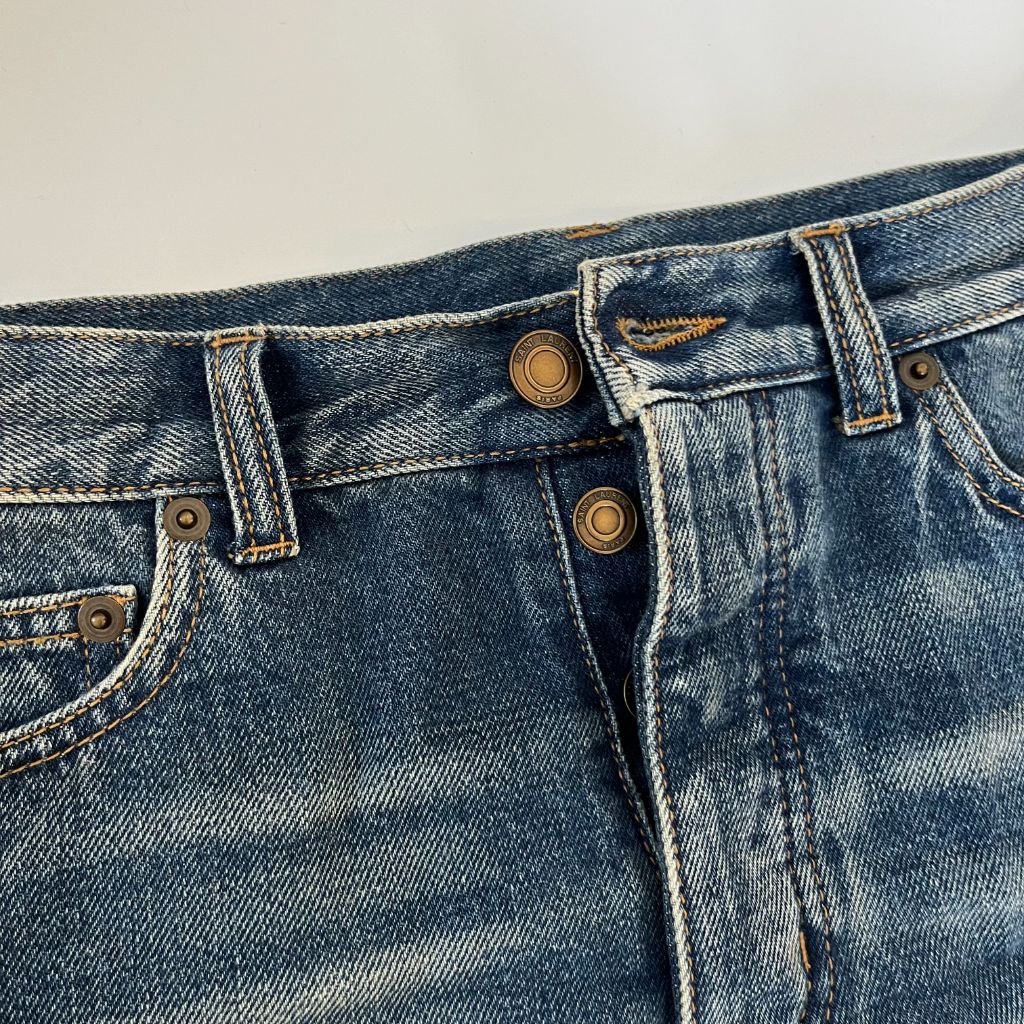 Saint Laurent Distressed Blue Denim Shorts - BOPF | Business of Preloved Fashion