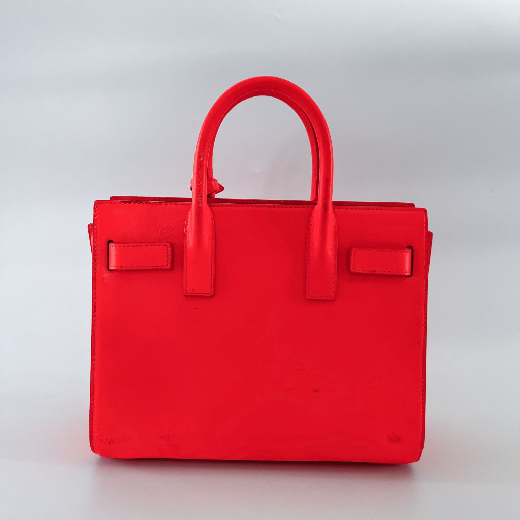 Saint Laurent neon orange nano sac de jour tote bag - BOPF | Business of Preloved Fashion
