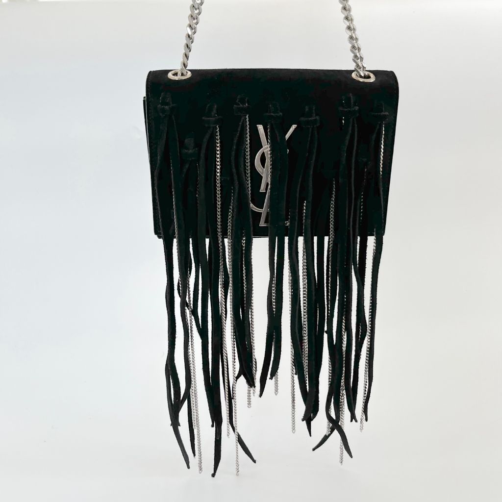 Saint Laurent Paris Black Suede Small Kate Tassel chain fringe Crossbody Bag - BOPF | Business of Preloved Fashion