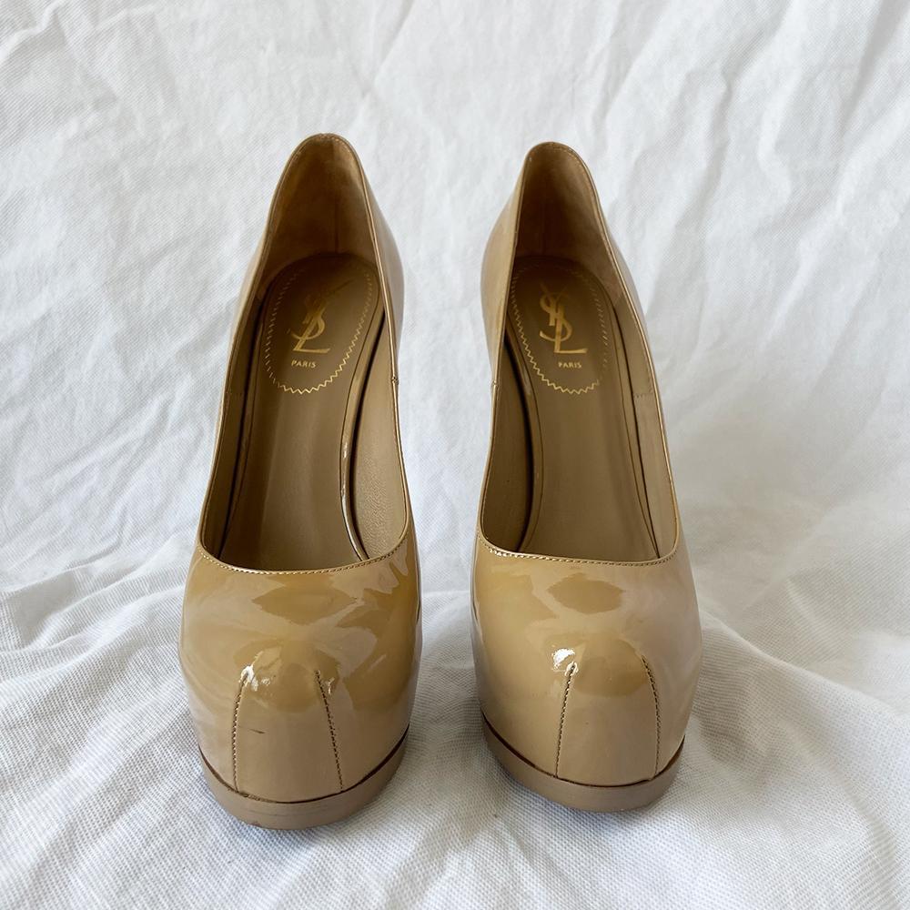 Saint Laurent Tribtoo tan patent leather pumps, 40.5 - BOPF | Business of Preloved Fashion