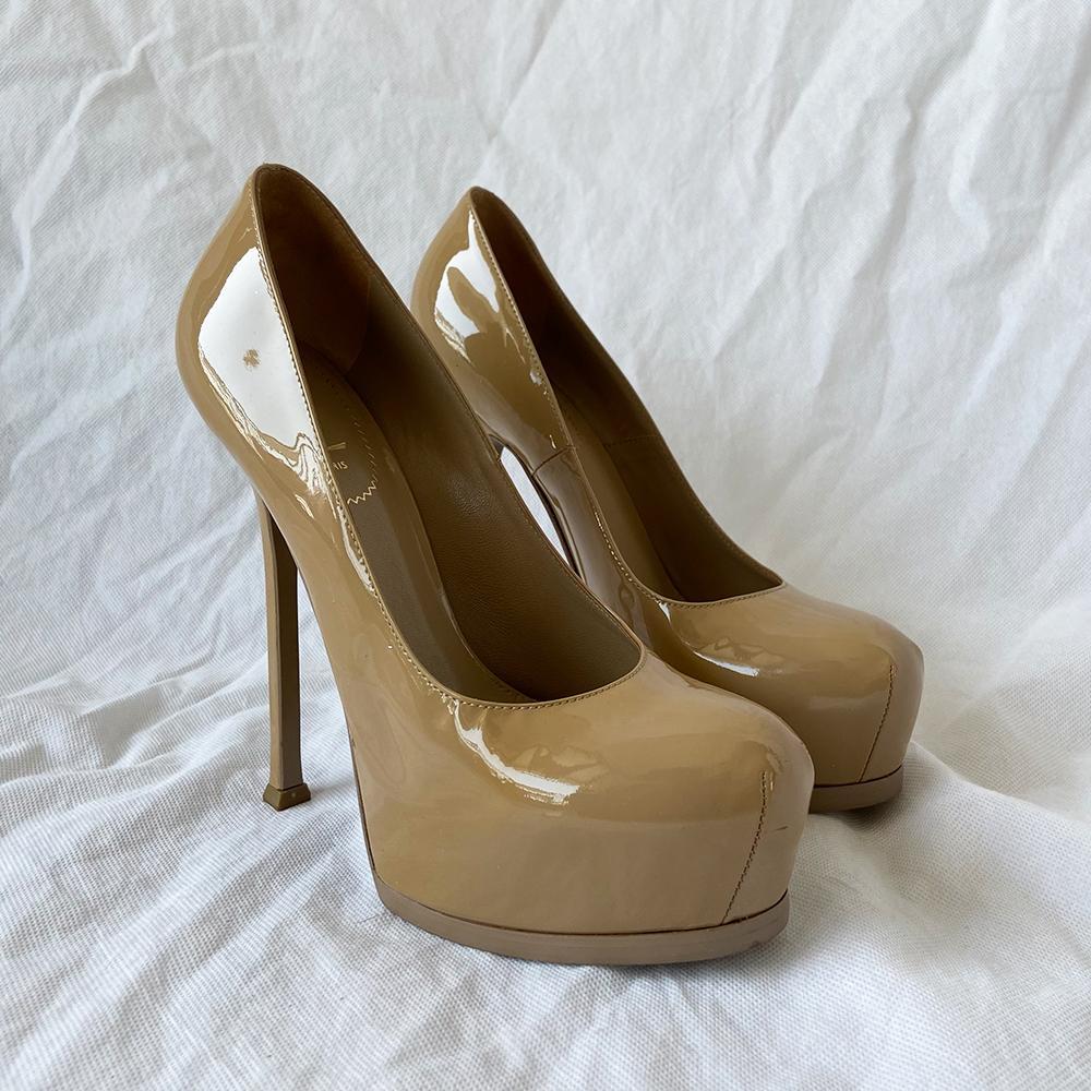 Saint Laurent Tribtoo tan patent leather pumps, 40.5 - BOPF | Business of Preloved Fashion