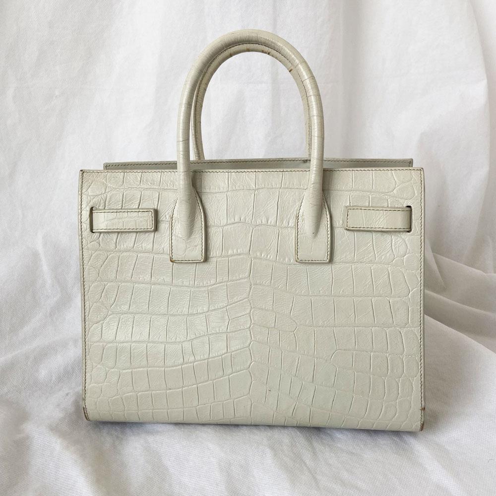 Saint Laurent white mini croc Sac de Jour bag - BOPF | Business of Preloved Fashion