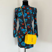 Saint Laurent yellow chevron stitch double flap crossbody bag - BOPF | Business of Preloved Fashion