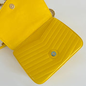 Saint Laurent yellow chevron stitch double flap crossbody bag - BOPF | Business of Preloved Fashion