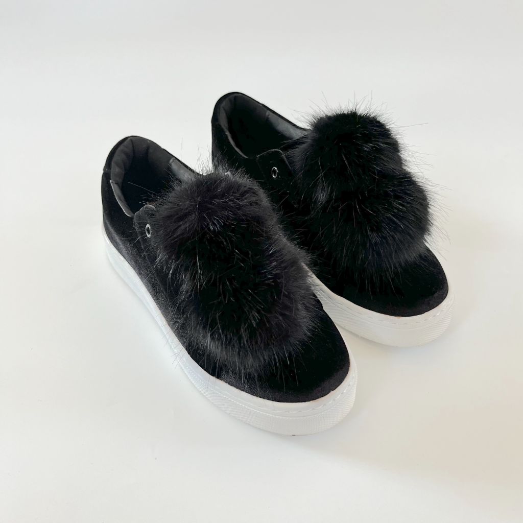 Sam Edelman Black Leya Velvet Pom Pom Sneakers, EU 37 - BOPF | Business of Preloved Fashion
