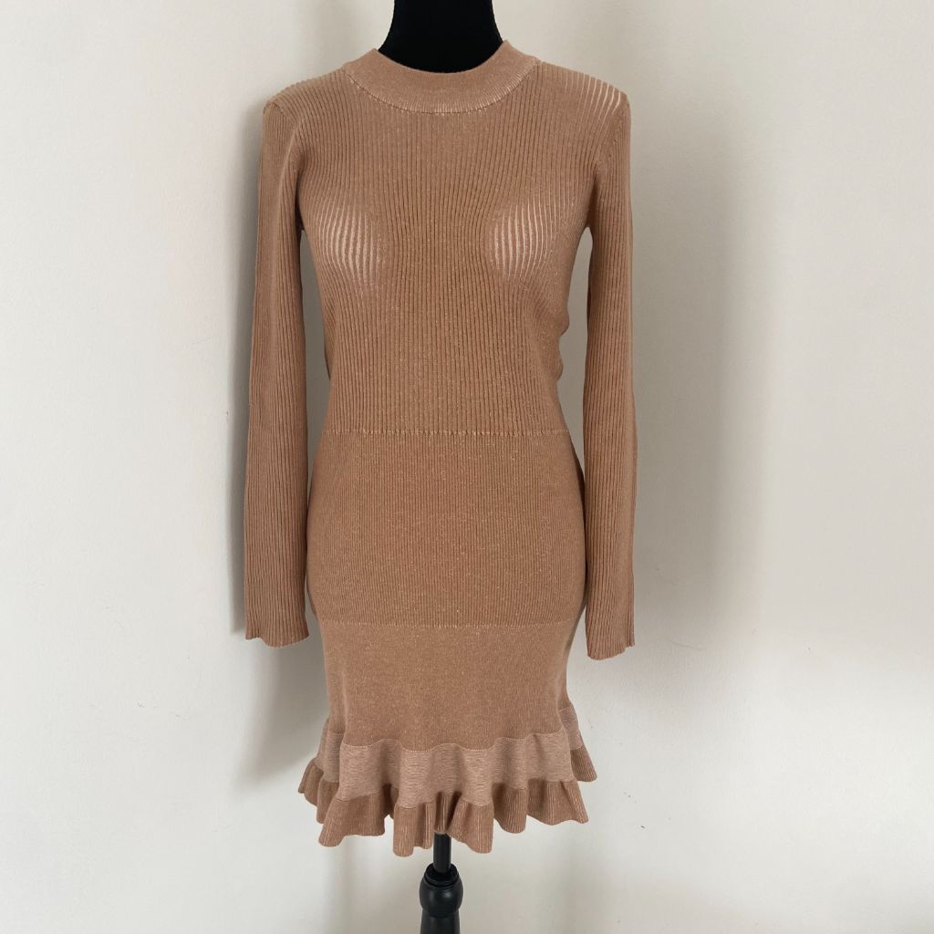 Ribbed-knit wool minidress