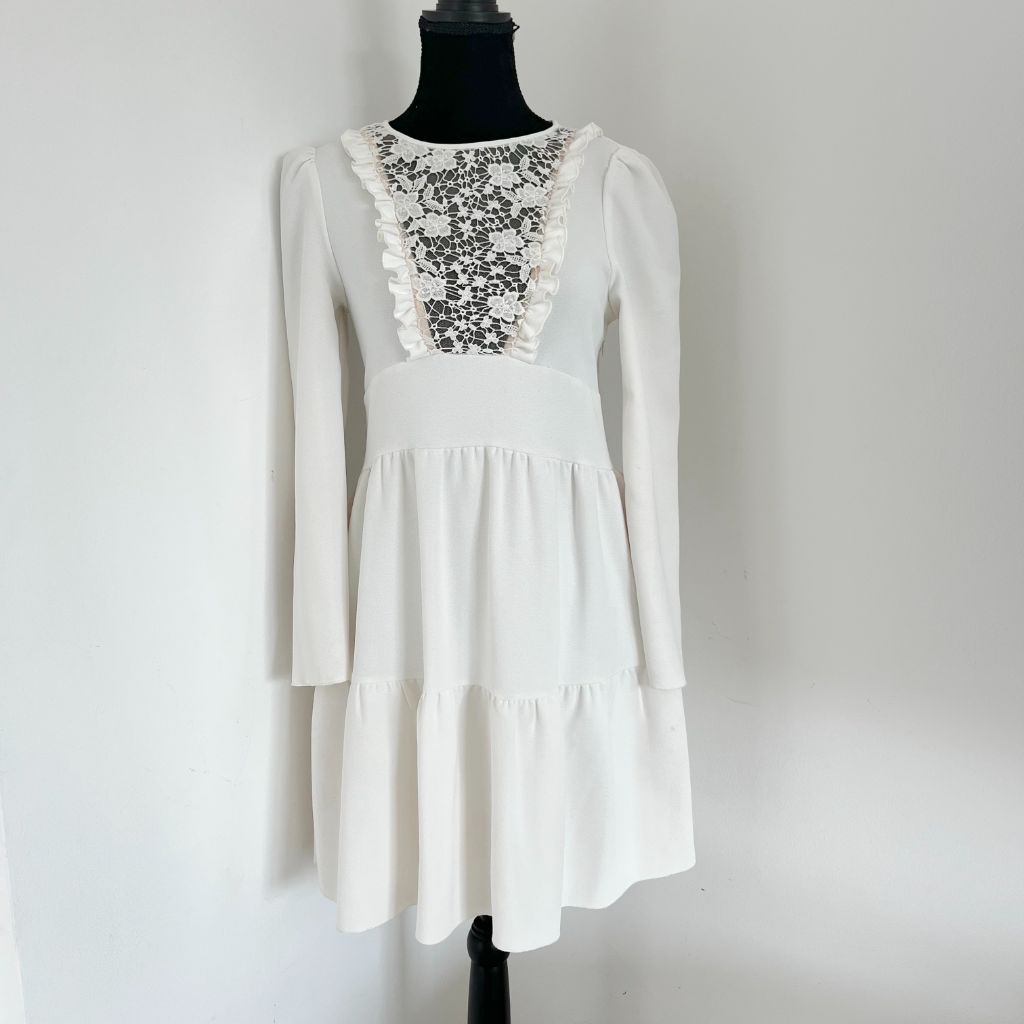 pictures of lace dresses The Elza Modest Lace Dress Baby Pink / L main image 0