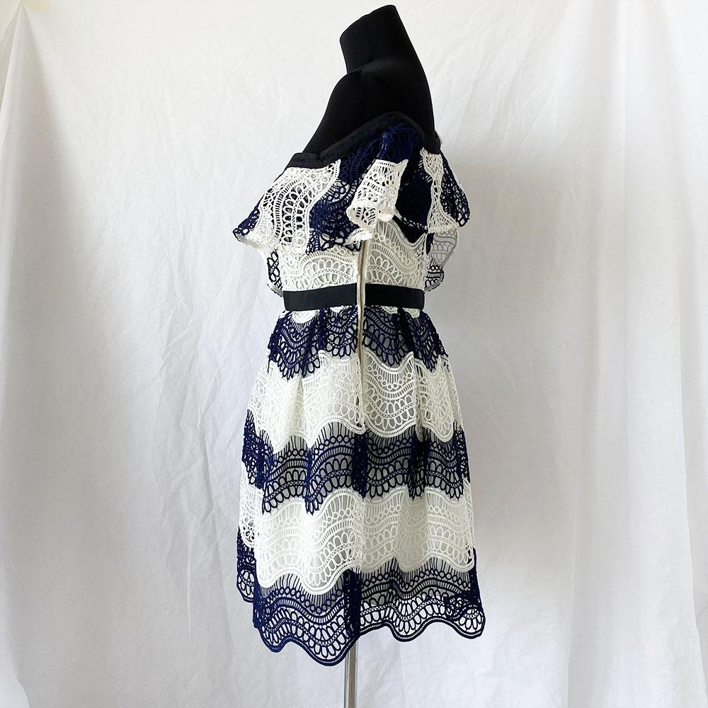 Self-Portrait Wave Guipure Frill Mini Dress - BOPF | Business of Preloved Fashion Self-Portrait Wave Guipure Frill Mini Dress - BOPF | Business of Preloved Fashion