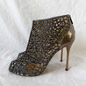 Sergio Rossi Crystal Scalloped Suede Peep Toe Caged Booties , 40.5 - BOPF | Business of Preloved Fashion