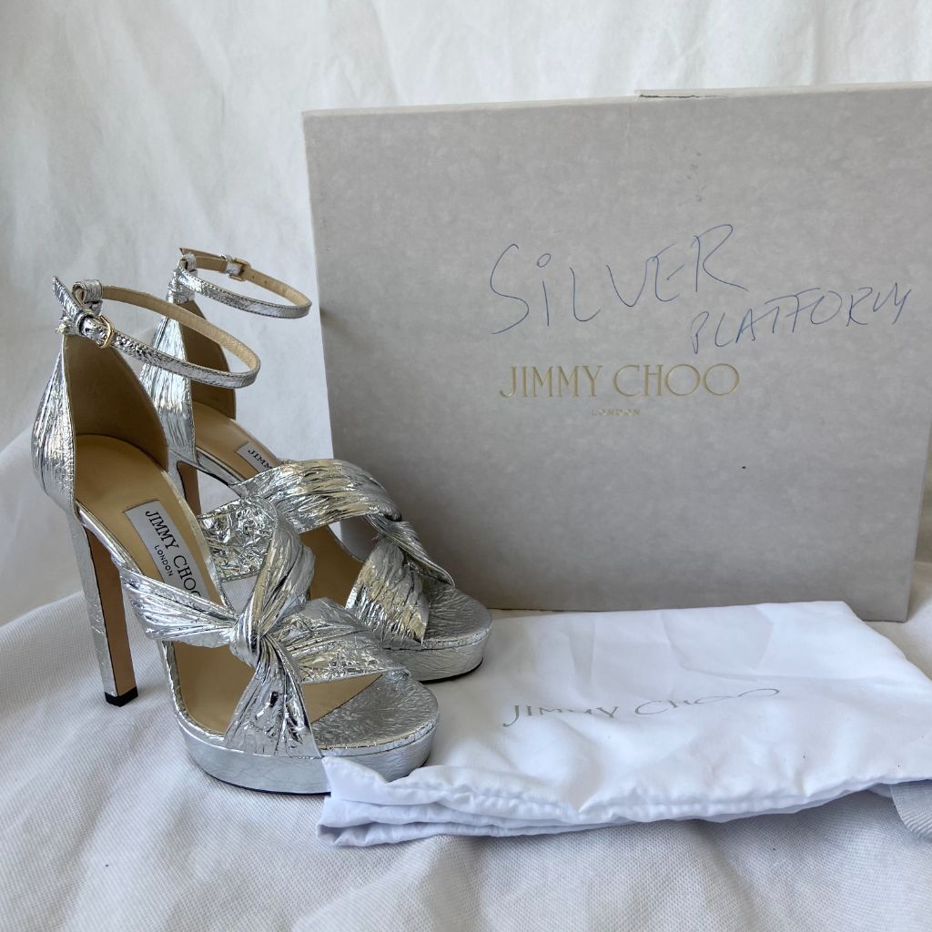 Silver Jimmy Choo Jimmy Choo Silver Platform Sandals, Womens 36 - BOPF | Business of Preloved Fashion