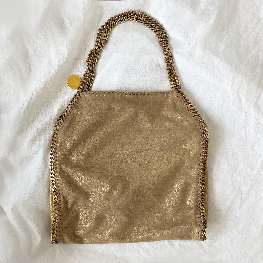 Stella McCartney Gold Shaggy Deer Faux-Leather Falabella Big Tote Bag - BOPF | Business of Preloved Fashion