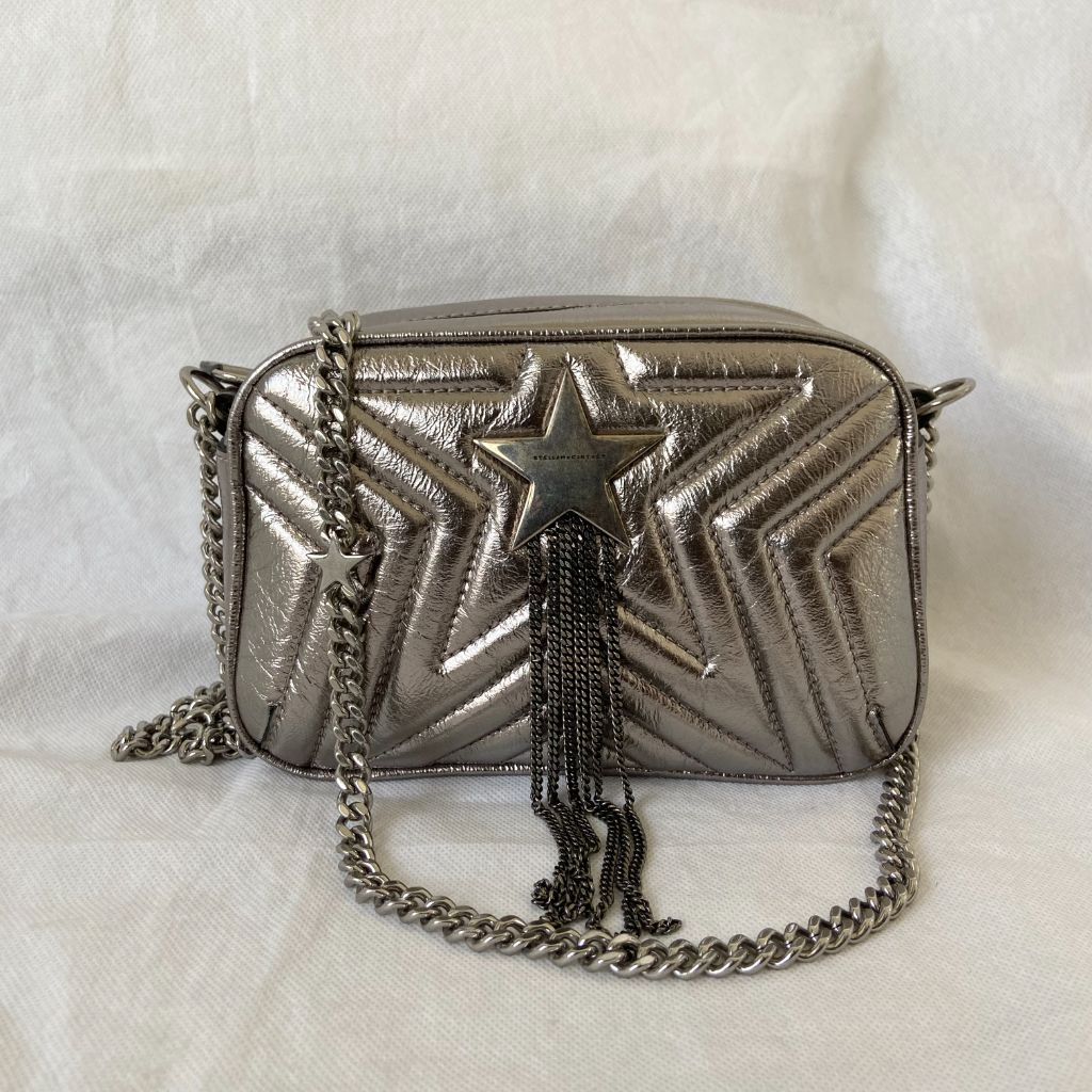 Stella Mccartney vegan leather star applique quilted metallic bag - BOPF | Business of Preloved Fashion
