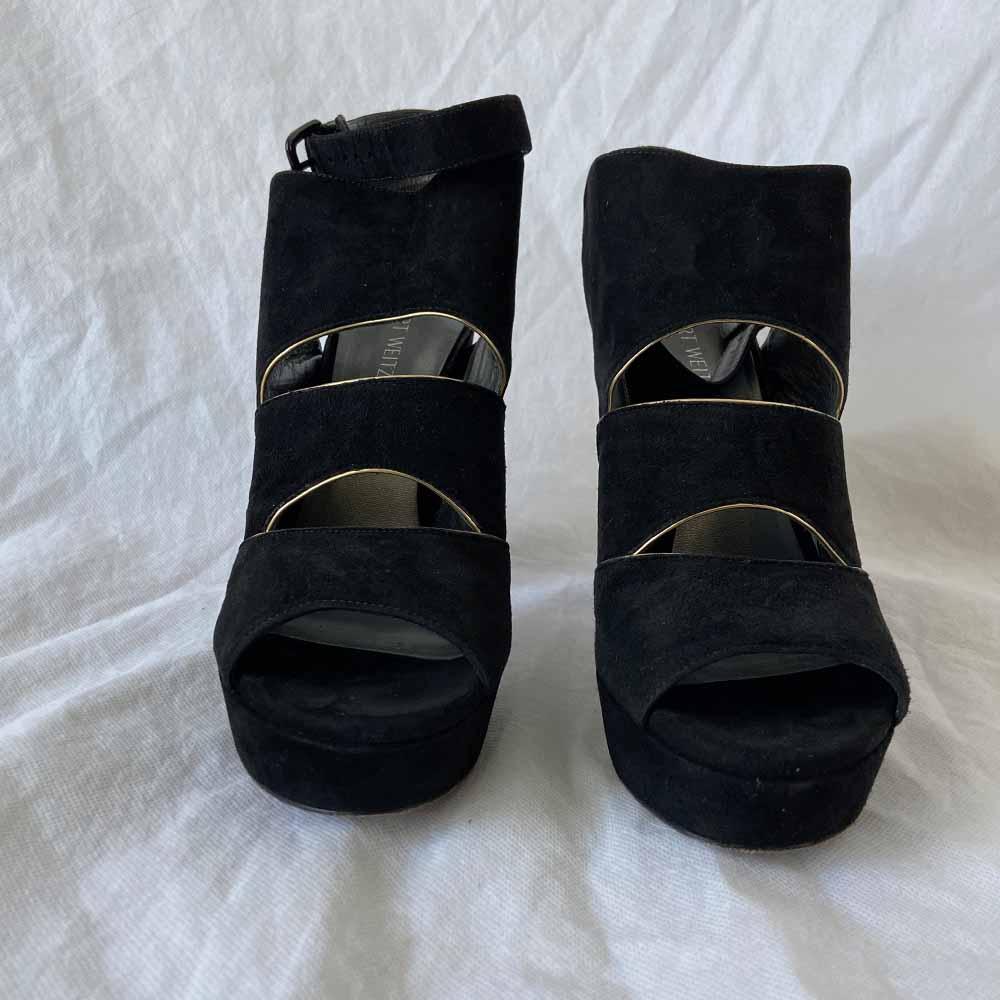 Stuart Weitzman black suede block chunky heel shoes, 40 - BOPF | Business of Preloved Fashion