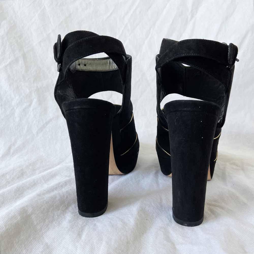 Stuart Weitzman black suede block chunky heel shoes, 40 BOPF