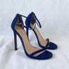 Stuart Weitzman Blue Textured Suede Ankle Strap Open Toe Sandals - BOPF | Business of Preloved Fashion