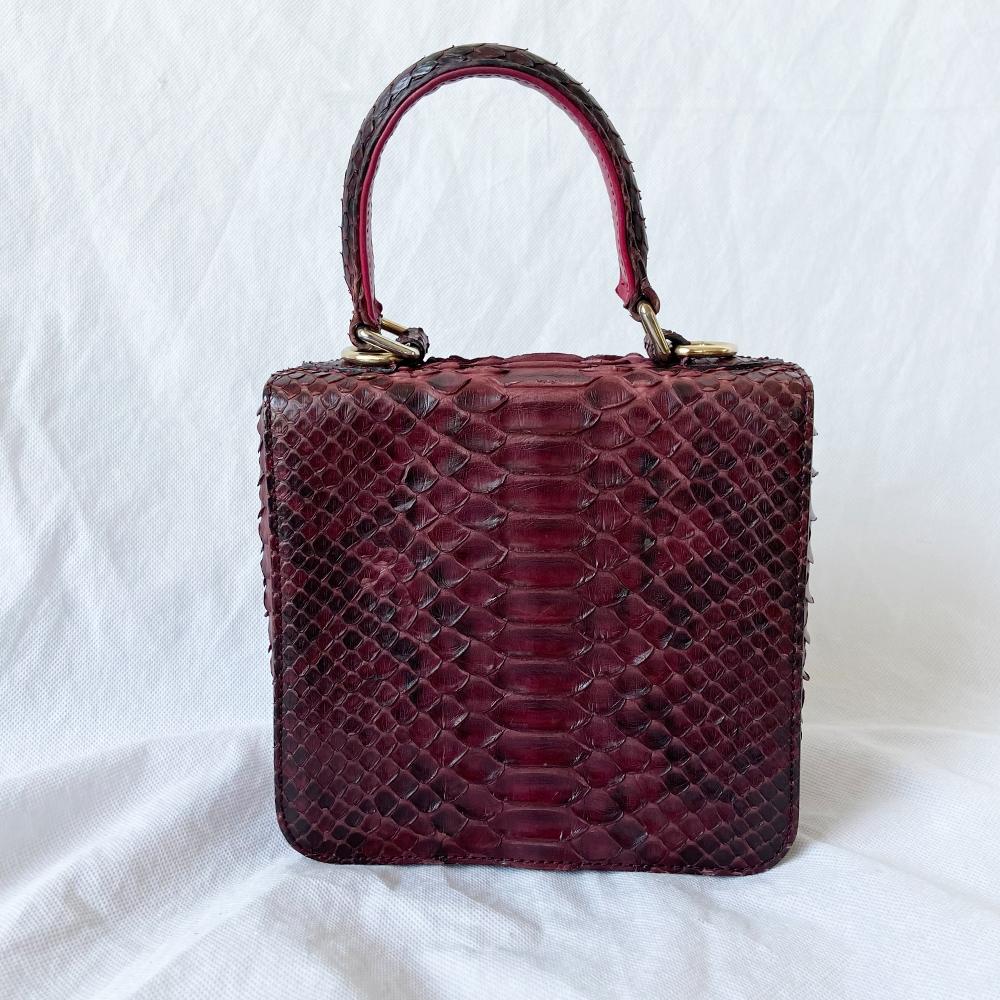 Python Burgundy S'uvimol Burgundy Python Square F Bag - BOPF | Business of Preloved Fashion
