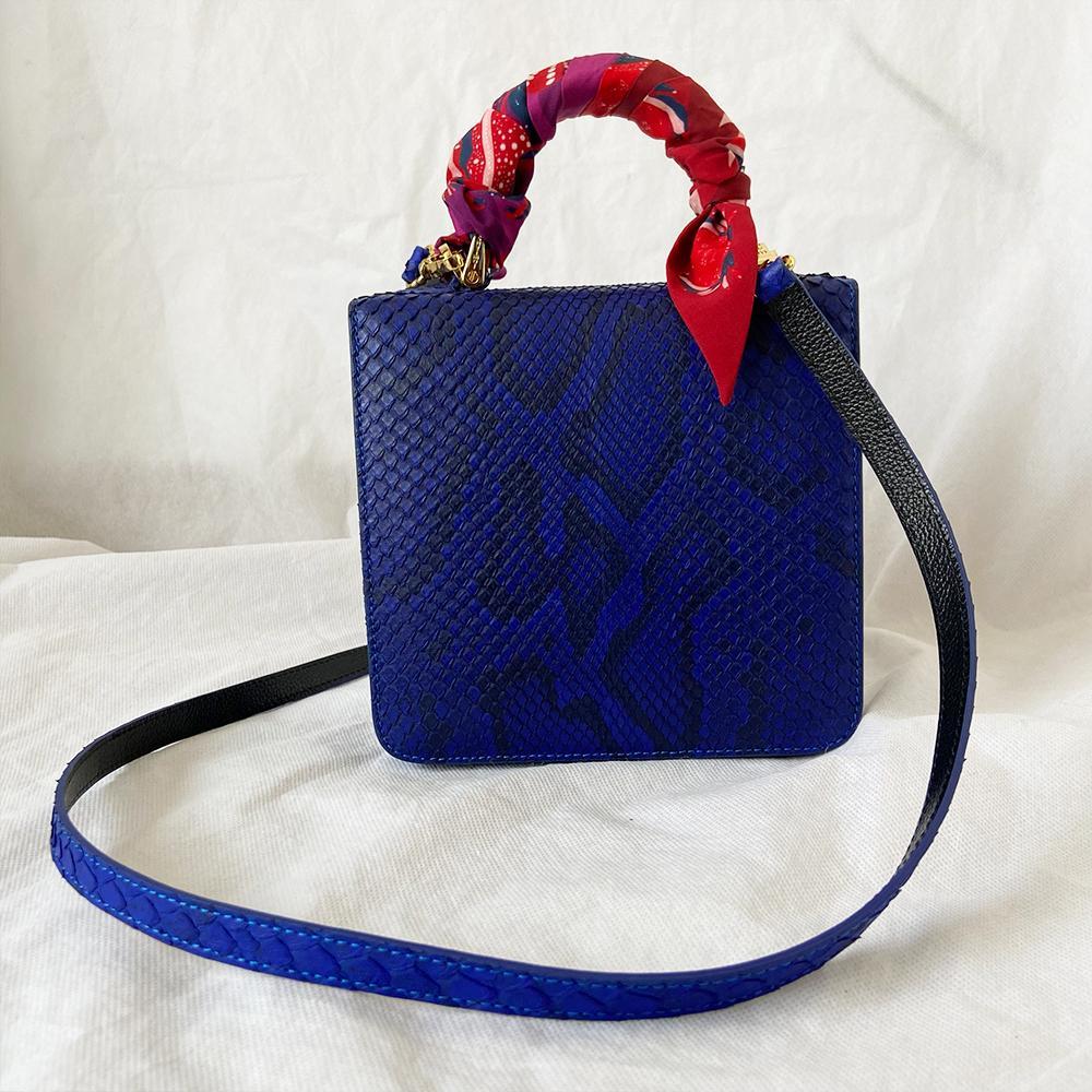 S'uvimol Dark Blue Python Square F Bag - BOPF | Business of Preloved Fashion