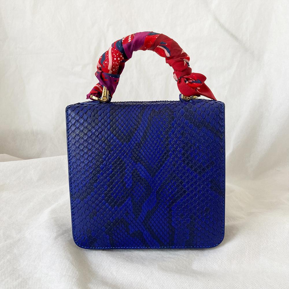 S'uvimol Dark Blue Python Square F Bag - BOPF | Business of Preloved Fashion