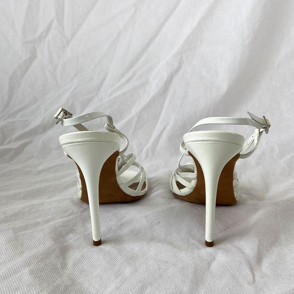 Tabitha Simmons white leather web sandal heels, 38.5 - BOPF | Business of Preloved Fashion
