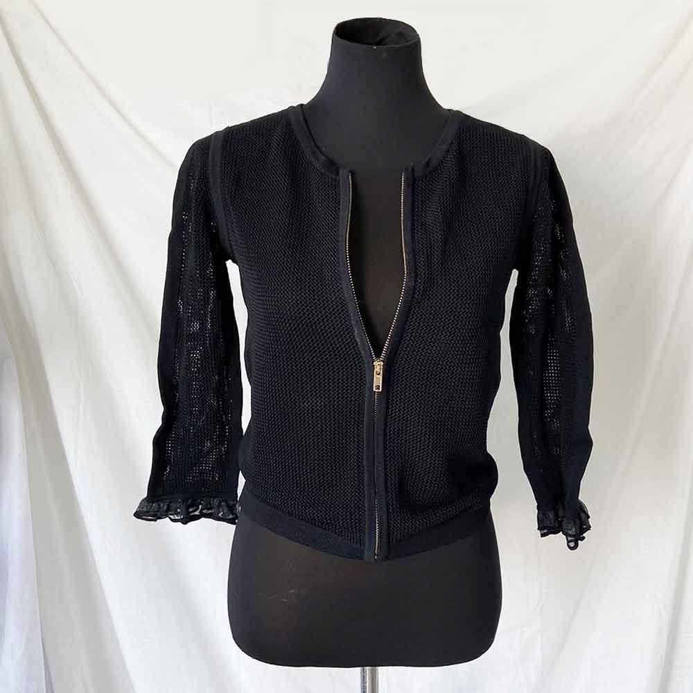Tara Jarmon Black Knit Zip Up Cardigan - BOPF | Business of Preloved Fashion