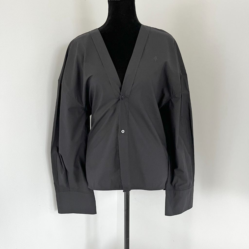 The Attico V-Neck Shirt Black With Maxi Sleeves - BOPF | Business of Preloved Fashion