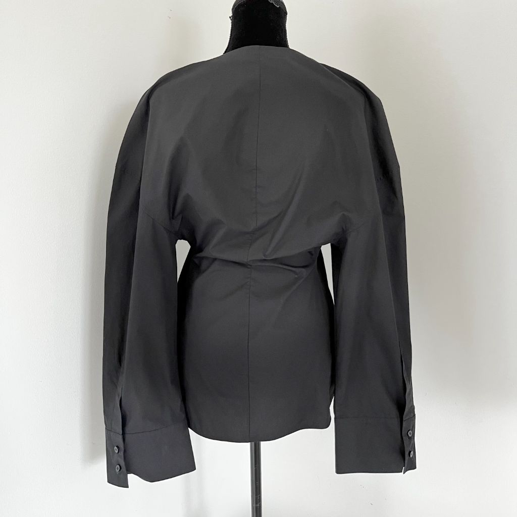 The Attico V-Neck Shirt Black With Maxi Sleeves - BOPF | Business of Preloved Fashion