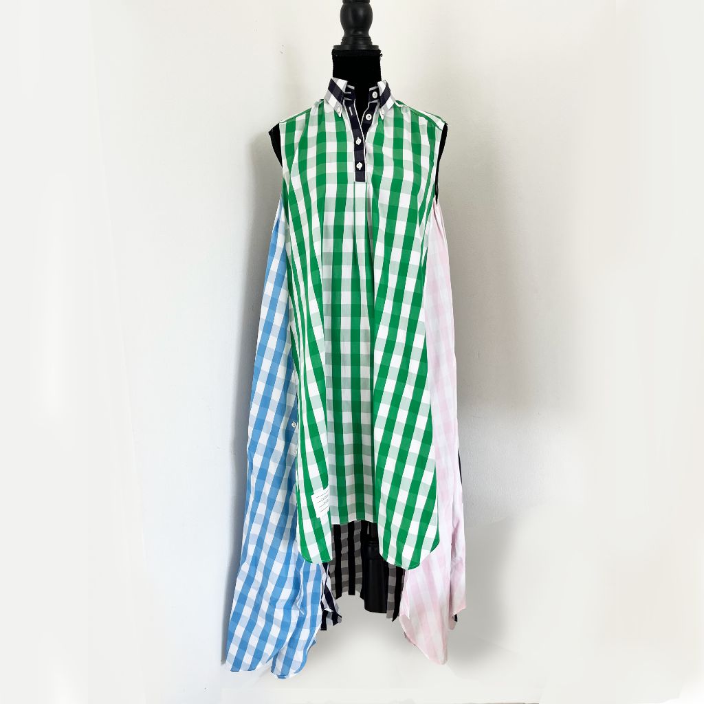 Thom Browne mixed check-print sleeveless shirtdress - BOPF