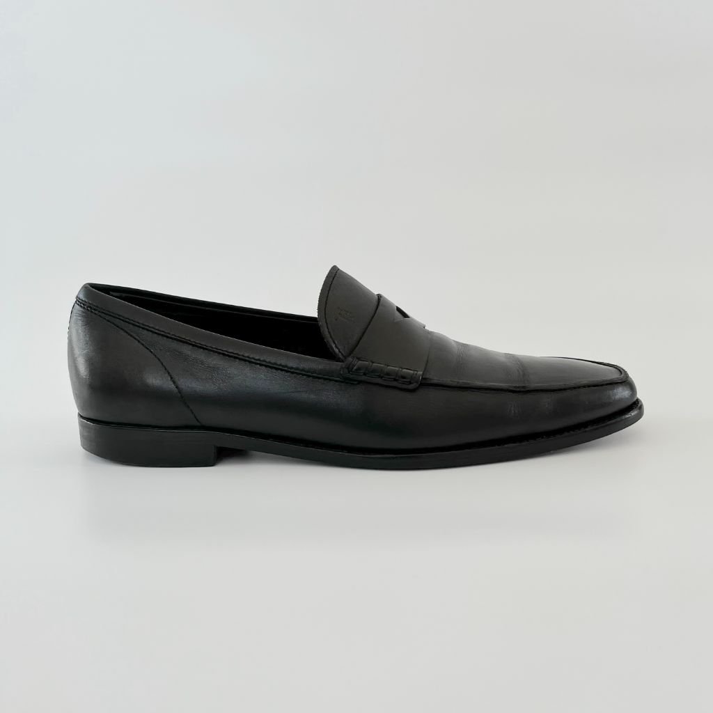 Tod's Mens' Black Leather Penny. Loafer, Size 9.5 - BOPF | Business of Preloved Fashion
