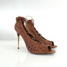 Tom Ford Brown Peep Toe Braided Lace Up Heels, 39.5 - BOPF | Business of Preloved Fashion