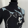 Valentino Black and Grey Knitted Turtle Neck with Panther Print - BOPF | Business of Preloved Fashion