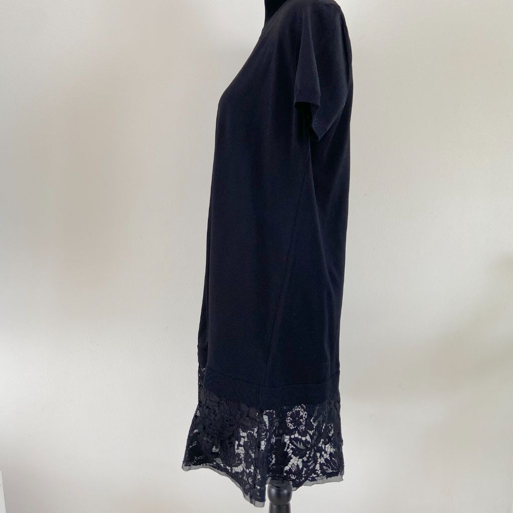 Valentino Black Short Sleeve Lace Hem Dress - BOPF | Business of Preloved Fashion