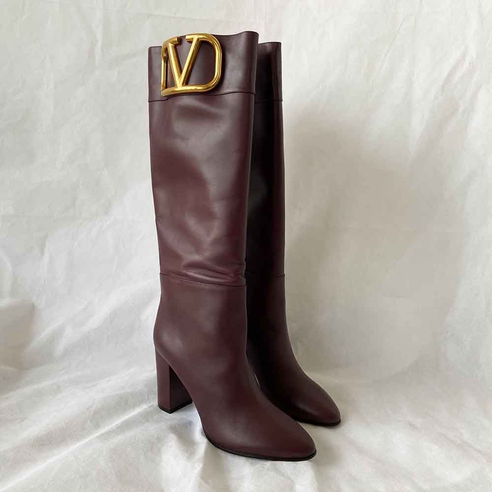 Valentino Burgundy VLogo Boots, 41.5 - BOPF | Business of Preloved Fashion