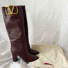 Valentino Burgundy VLogo Boots, 41.5 - BOPF | Business of Preloved Fashion