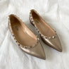 Valentino Gold Textured Leather Pointed Toe Rock-stud Flats, 37 - BOPF | Business of Preloved Fashion