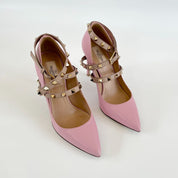 Valentino Pink Leather Rock-stud Ankle-Wrap Pumps, 36 - BOPF | Business of Preloved Fashion