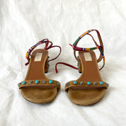 Valentino Rock-stud sandals embroidered ankle straps, 37 - BOPF | Business of Preloved Fashion