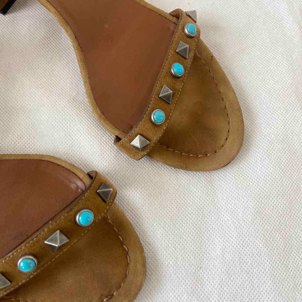 Valentino Rock-stud sandals embroidered ankle straps, 37 - BOPF | Business of Preloved Fashion