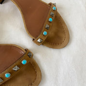 Valentino Rock-stud sandals embroidered ankle straps, 37 - BOPF | Business of Preloved Fashion
